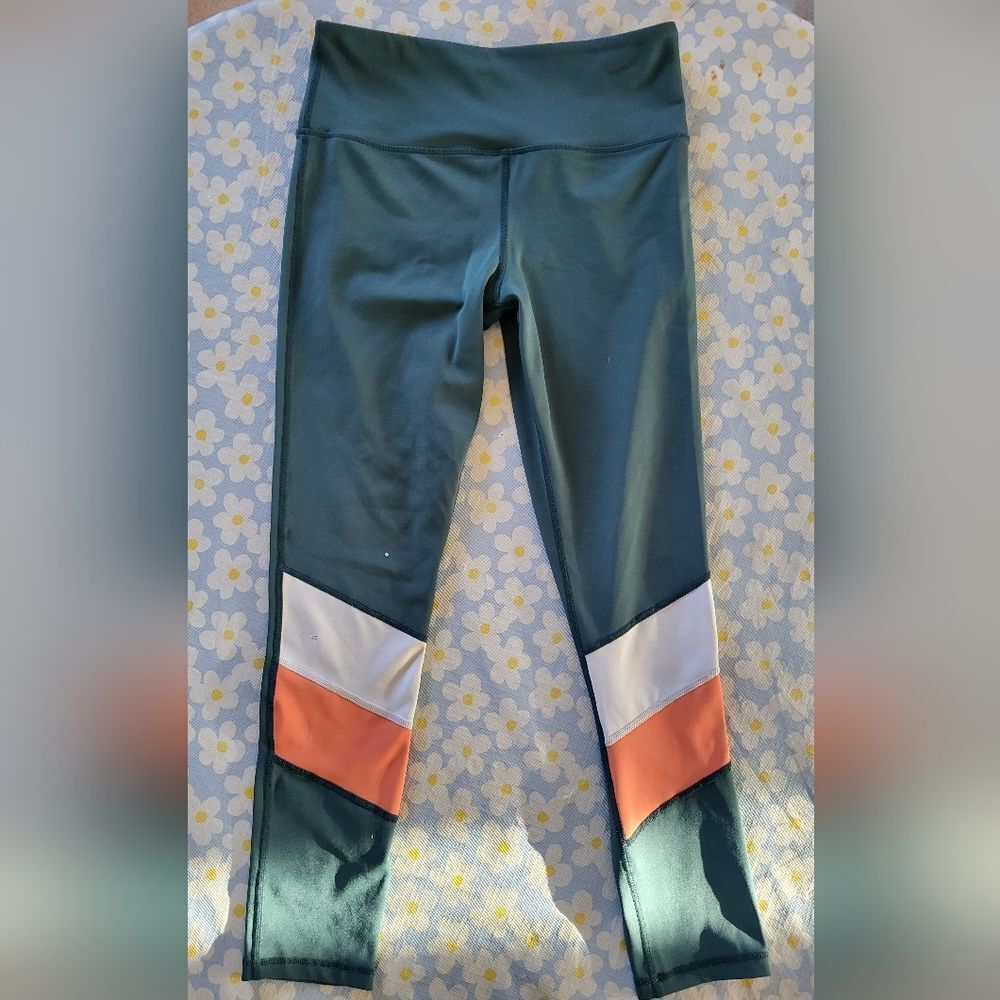 Ziya Size 4 Colorblock Leggings - Green and Orange